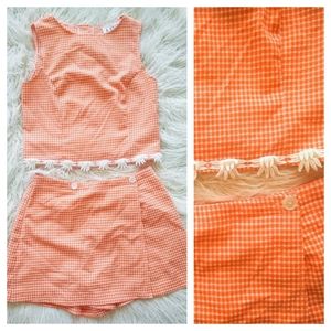 Vintage 90's two piece gingam playsuit romper
